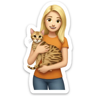 Blonde girl with bengal cat sticker