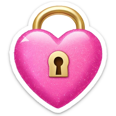 pink sparkly heart with a lock sticker