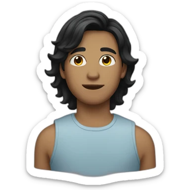 a teenage boy with short, slightly wavy black hair sticker