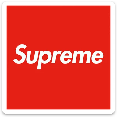 Remove the black border from the Supreme logo, keep only the white text on a red rectangle, no outline, preserve the original style of the logo. sticker