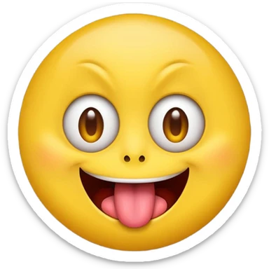 classic yellow emoji face with crazy eyes and tongue sticking out wildly sticker