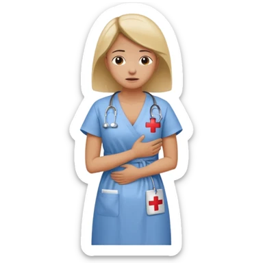 mulher com dor no corpo todo com a mao na coluna indicando dor sem desenhar a coluna sticker