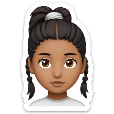 Girl with brown asking and has black hair tied up in a ponytail  sticker