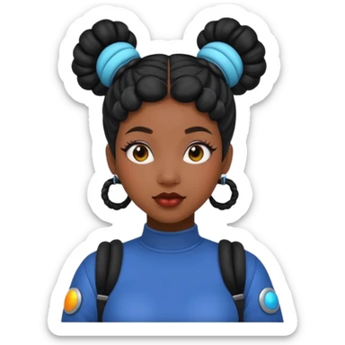 Black woman with Space buns sticker