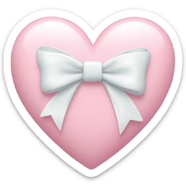 Pastel pink heart with white bow sticker