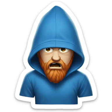 Big white man with a big red beard, a blue hoodie on, and yelling furiously  sticker