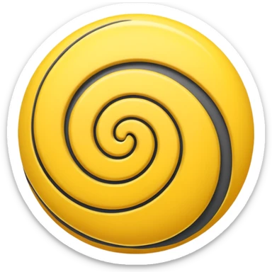 Gray sphere with black scribble and yellow spiral . sticker