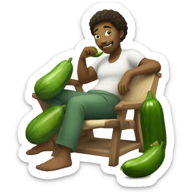 Smailey relaxing wearing cucumbers sticker