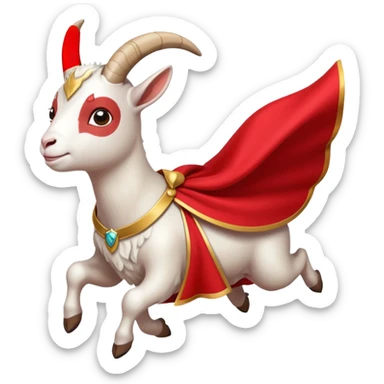 white female goat wearing a read cape like superman sticker
