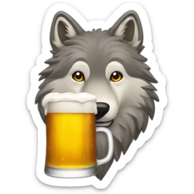 Un loup qui bois une bière sticker