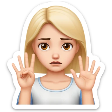 annoyed girl with stop hand gesture sticker