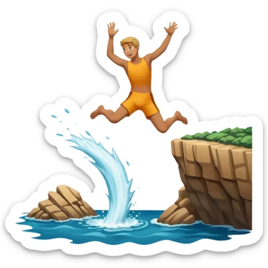 person jumping off a cliff into the ocean sticker