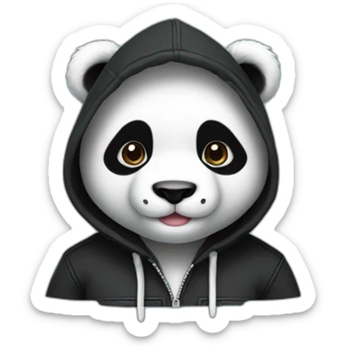 panda wearing bkack hoodie and jeans and black shoes sticker