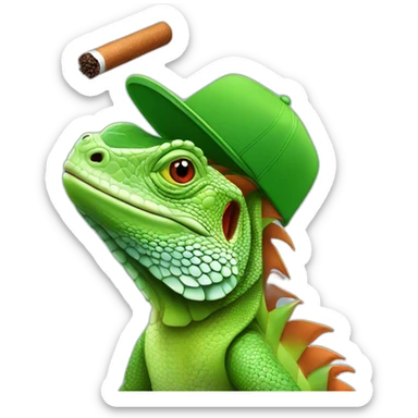 Iguana con gorra y cigarro sticker