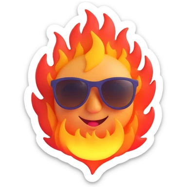 fire face wearing sunglasses with a smirk sticker