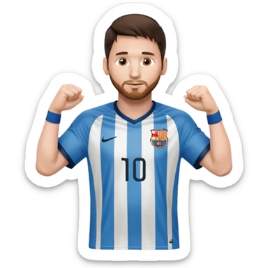 Lionel Messi holding up his shirt to the side sticker
