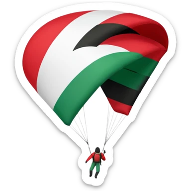 a palestinian flag with a paraglider, respect scrupulously the correct shapes and colours of the flag, try again sticker