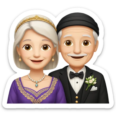 old couple in wedding day sticker