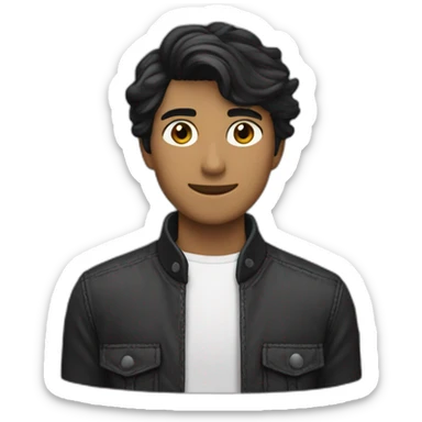 Chico joven delgado moreno con pelo negro y perilla desde una vista lateral sticker