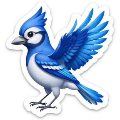 bluejay with attitude, wings crossed sticker