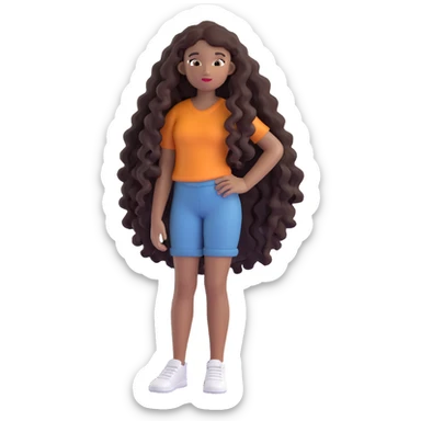 pretty black girl with long curly hair sticker