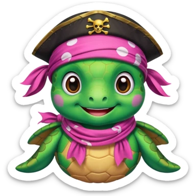 cute sea turtle wearing a pink pirate scarf sticker