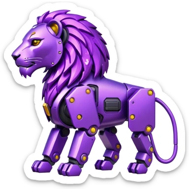 glitter mech lion purple cyberpunk sticker