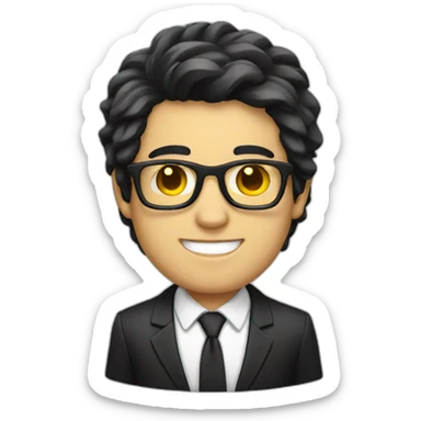 white guy with yellow tinted glasses and black hair wearing a suit  sticker