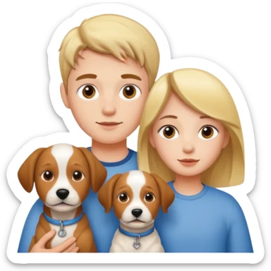 Girl and boy with a dog sticker