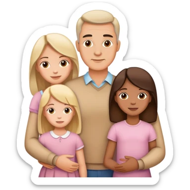 Family with mother, father and three little girls sticker