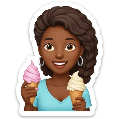 black woman eats ice cream  sticker