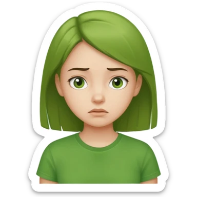 concerned girl in a green t-shirt sticker