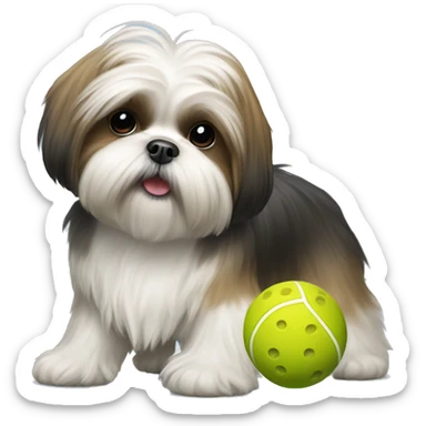Shih tzu playing pickleball  sticker