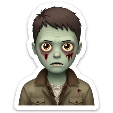 zombie white boy with dark brown edgar haircut and brown eyes sticker