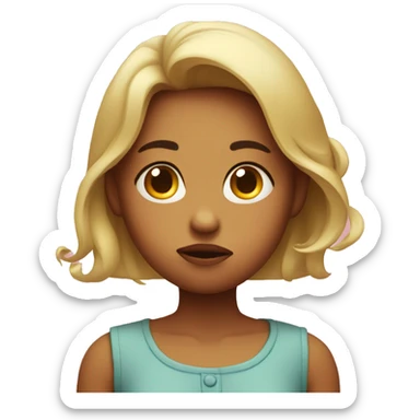 Girl pouting, basically making a face to blow a candle. sticker