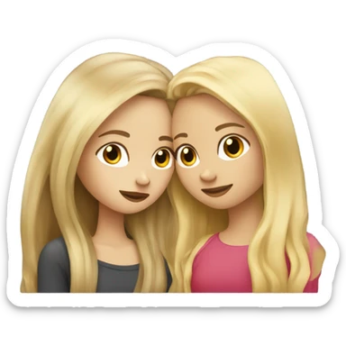 Girl with brown hair kissing girl with blonde hair sticker