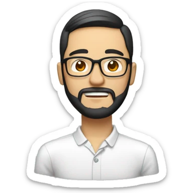 man with eyeglass with beard and a bit with chee. around 30s, asian sticker