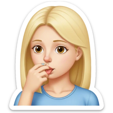 girl picking nose sticker