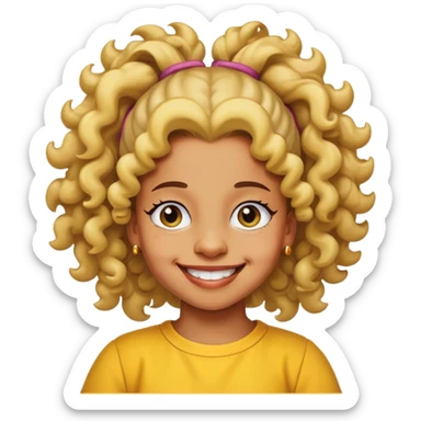Make realistic lisa simpson as african american with big curly ponytail as a kid sticker
