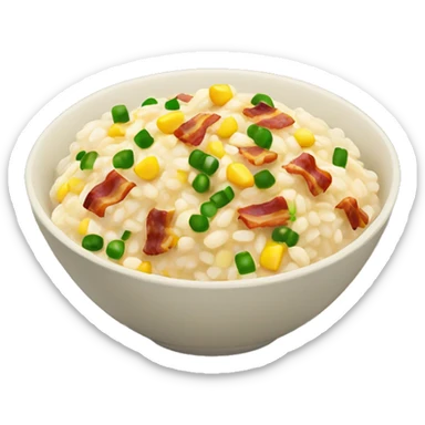 risotto with corn and bacon bits and green onions in a bowl sticker