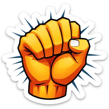 An emblem-style design symbolizing striking martial arts. The emblem features a powerful fist, representing strength and precision, surrounded by dynamic lines and motion, evoking speed and impact. Bold colors and sharp edges give the emblem an intense and energetic look sticker