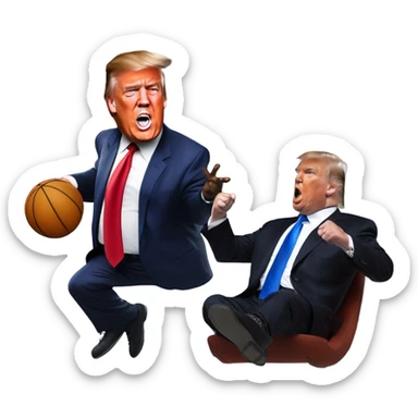 Shaquille O'Neil dunking on Donald trump  sticker