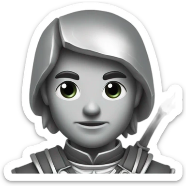 A warlike archer made of silver, looking sideways sticker