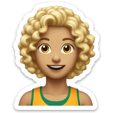 Blond Girl With Curly Hair is Running/ Jogging  sticker