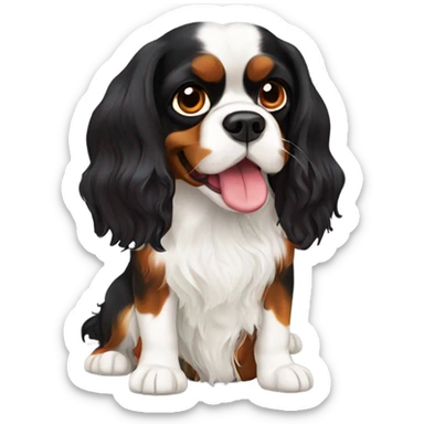 tri colored king charles spaniel wanting a treat  sticker