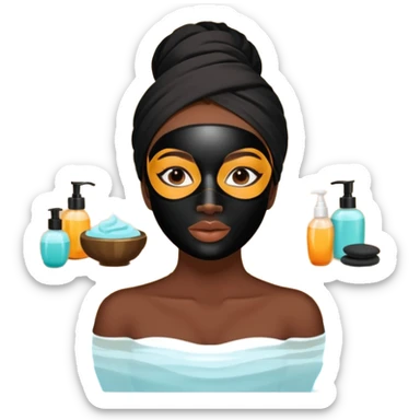 Lady with black face mask spa beauty full face relaxing sticker