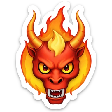 devil horn on fire logo sticker