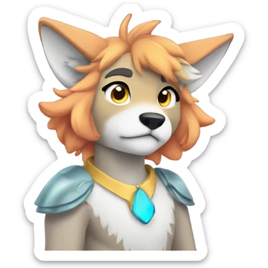 Colorful Shiny Fionbri-Falvie-sparkle-wolf-sona full body flat color sticker