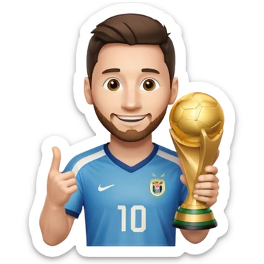 Messi holding the world cup trophy sticker