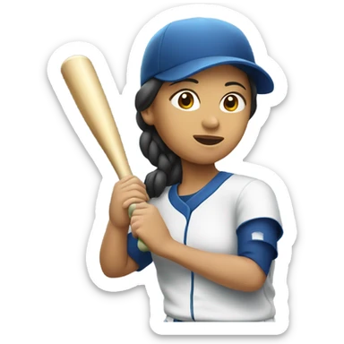 Asian woman playing softball sticker
